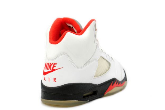 nike jordan 5 retro white black fire red shoes - Click Image to Close