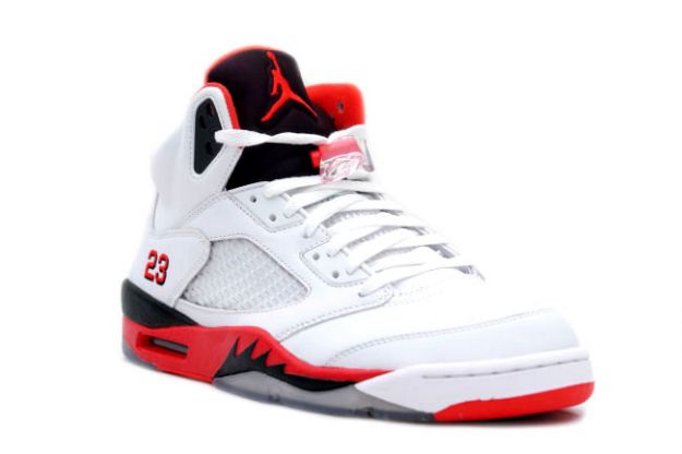 nike jordan 5 retro white fire black red black shoes