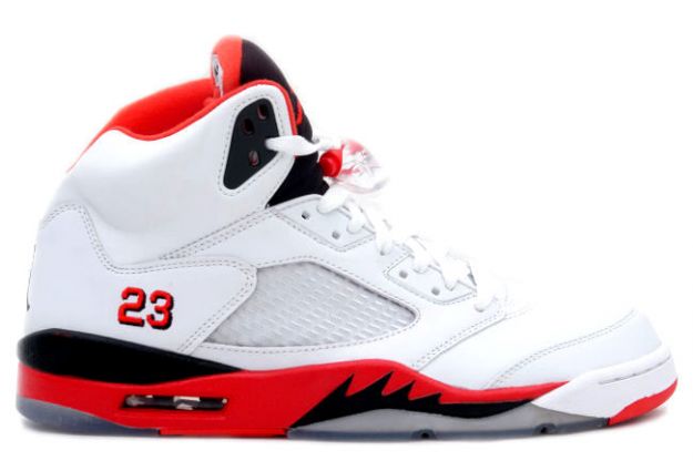 nike jordan 5 retro white fire black red black shoes - Click Image to Close