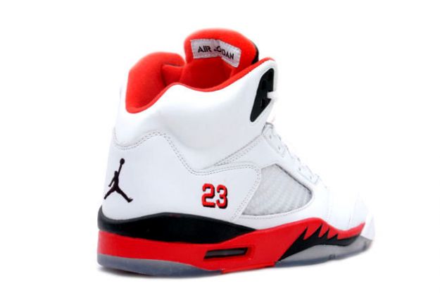 nike jordan 5 retro white fire black red black shoes