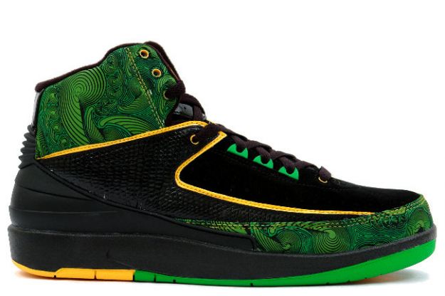 original nike jordan 2 retro doernbecher charity db black pro gold lucky green black shoes - Click Image to Close