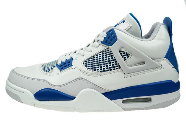 popular nike jordan 4 retro white military blue neutral grey shoes - Click Image to Close