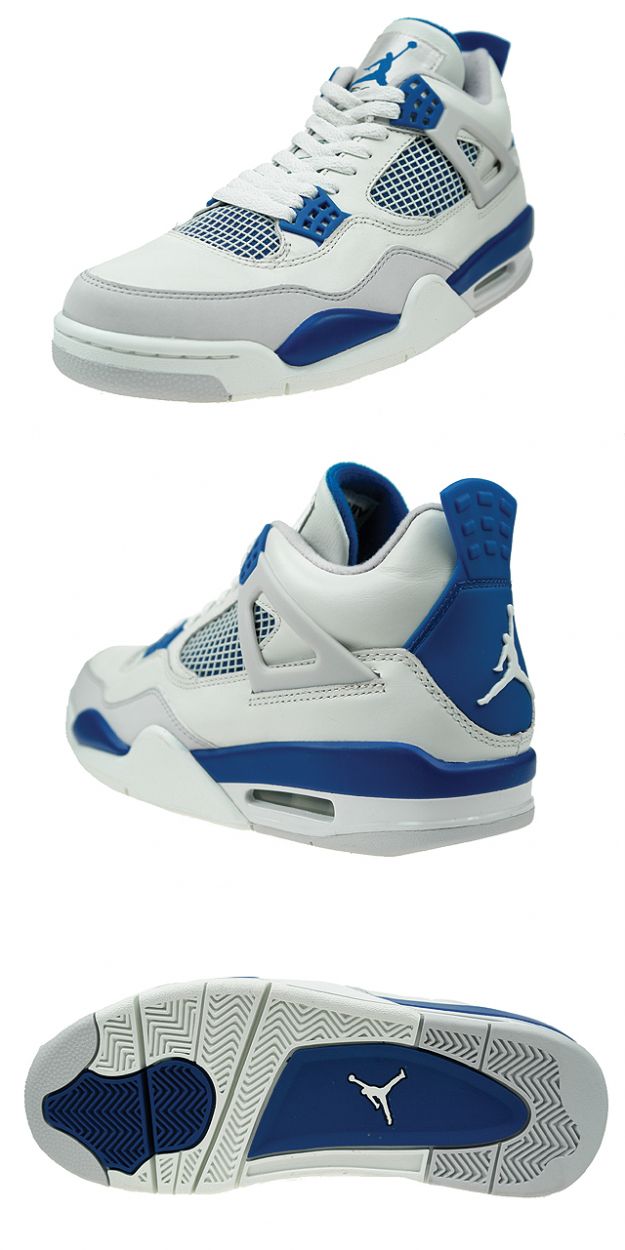 popular nike jordan 4 retro white military blue neutral grey shoes