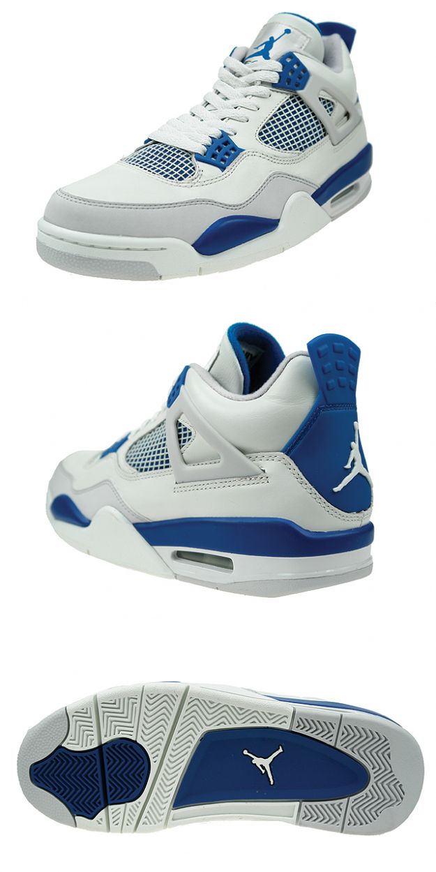 popular nike jordan 4 retro white military blue neutral grey shoes - Click Image to Close